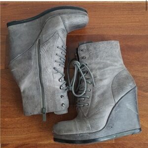 Vince Camuto Distressed Leather Platform Wedge Boot